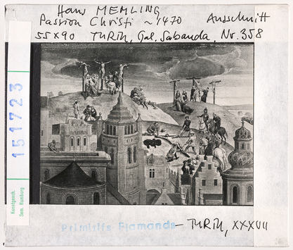 Vorschaubild Hans Memling: Passion Christi, Detail: Kreuzigung, Kreuzabnahme. Turin 